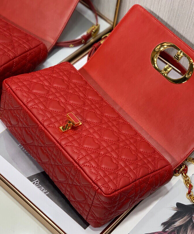 Christian Dior Medium Dior Caro Bag Red